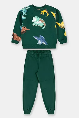 CONJUNTO MOLETOM 2 PEÇAS UP BABY - DINOSSAURO VERDE - MENINO