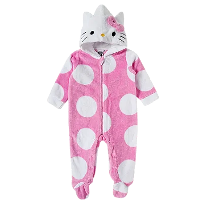 MACACÃO COM PÉ PELUDINHO TIP TOP BABY - HELLO KITTY - MENINA