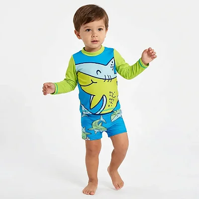MODA PRAIA TIP TOP - TUBARÃO - PROTEÇÃO UV50+ - MENINO