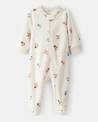 MACACÃO COM PÉ FLEECE CARTER'S - FLORAL - MENINA