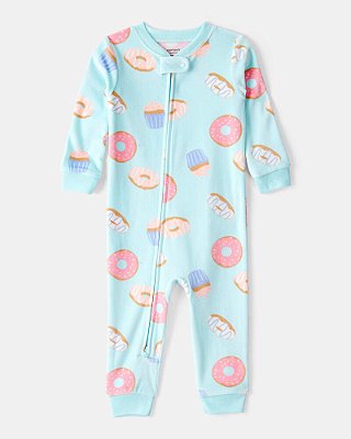 MACACÃO SEM PÉ PLUSH CARTER'S - DONUTS AZUL - MENINA