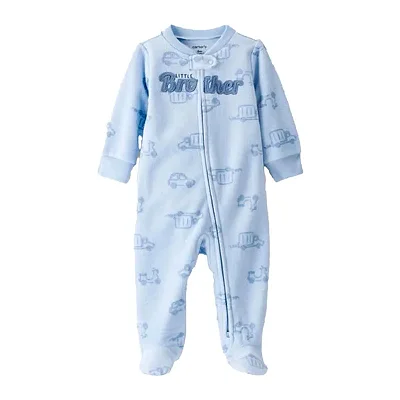 MACACÃO COM PÉ FLEECE CARTER'S - LITTLE BROTHER - MENINO