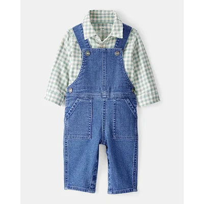 JARDINEIRA CARTER'S - XADREZ E JEANS - MENINO
