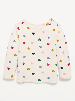 CAMISETA MANGA LONGA OLD NAVY - CORAÇÕES - MENINA