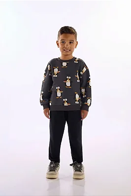 CONJUNTO MOLETOM 2 PEÇAS KIDS UP BABY - PINGUIM AZUL - MENINO
