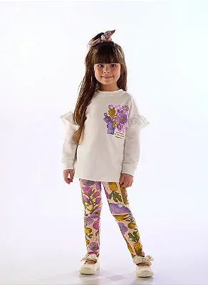 CONJUNTO 2 PEÇAS KIDS TRÊS E JÁ - VERDURINHAS LILÁS - MENINA