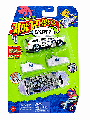KIT SKATE DE DEDO + CARRINHO HOT WHEELS - TENIS BRANCO - MENINO