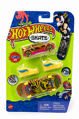 KIT SKATE DE DEDO + CARRINHO HOT WHEELS - TÊNIS AMARELO - MENINO