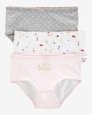 KIT 3 CALCINHAS CARTER'S - PRINCESS - MENINA