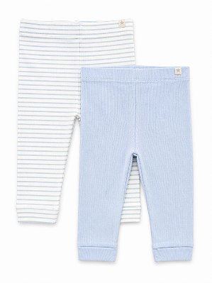 KIT 2 CALÇAS TU - LISTRADA E AZUL CLARO - MENINO