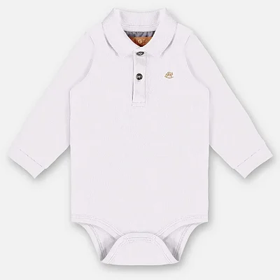 BODY POLO MANGA LONGA UP BABY - BRANCO - MENINO