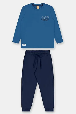 CONJUNTO 2 PEÇAS UP BABY - CHAMPION AZUL- MENINO