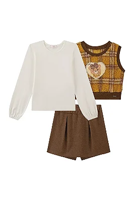 CONJUNTO COLETE 3 PEÇAS KUKIÊ - URSINHO - MENINA