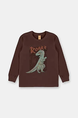 CAMISETA MANGA LONGA TODDLER UP BABY - ROARR MARROM - MENINO