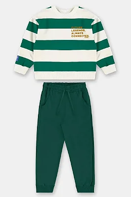 CONJUNTO MOLETOM 2 PEÇAS UP BABY KIDS - LISTRAS VERDE - MENINO
