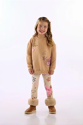 CONJUNTO 2 PEÇAS TODDLER UP BABY - BICHINHOS BEGE - MENINA