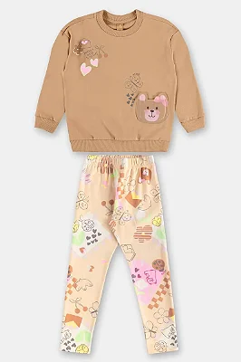 CONJUNTO 2 PEÇAS UP BABY KIDS - BICHINHOS BEGE - MENINA