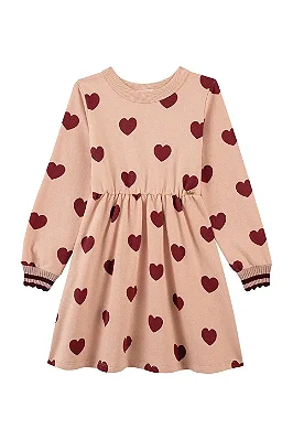 VESTIDO MOLETINHO KUKIÊ KIDS - CORAÇÃO - MENINA