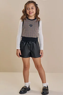 CONJUNTO COLETE 3 PEÇAS KUKIÊ - CORAÇÃO - MENINA