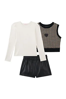 CONJUNTO COLETE 3 PEÇAS KUKIÊ KIDS - CORAÇÃO - MENINA