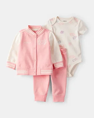 CONJUNTO 3 PEÇAS CARTER'S - CORAÇÃO - MENINA