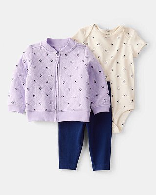 CONJUNTO 3 PEÇAS CARTER'S - FLORAL - MENINA