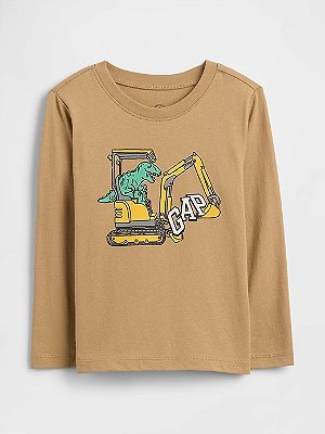 CAMISETA MANGA LONGA GAP - DINO CONSTRUTOR - MENINO