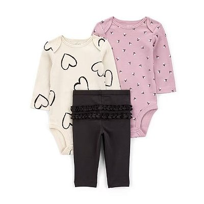 CONJUNTO 3 PEÇAS CARTER'S - CORAÇÃO - MENINA