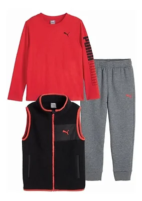 CONJUNTO COLETE 3 PEÇAS PUMA - VERMELHO - MENINO