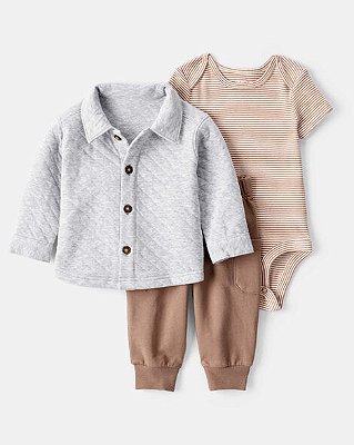 CONJUNTO 3 PEÇAS CARTER'S - MARROM E CINZA - MENINO