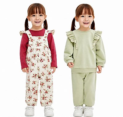 KIT 4 PEÇAS LITTLE ME - FLORAL E VERDE - MENINA