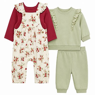 CONJUNTO 4 PEÇAS LITTLE ME - FLORAL E VERDE - MENINA