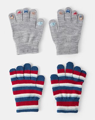 KIT 2 PARES DE LUVAS CARTER'S - LISTRADA E CINZA - MENINA