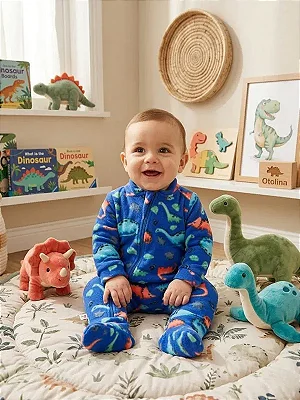 MACACÃO COM PÉ SOFT PETTENATI FOFOTINHOS - DINOS AZUL - MENINO