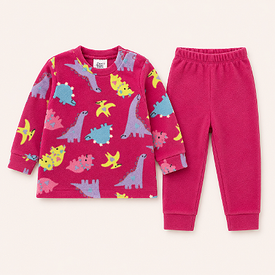 PIJAMA 2 PEÇAS SOFT PETTENATI FOFOTINHOS KIDS - DINOS ROSA - MENINA