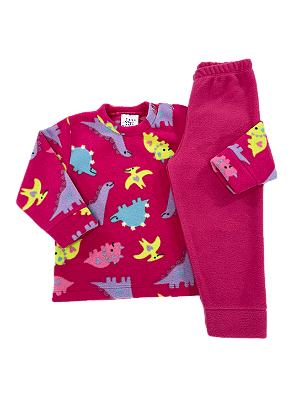 PIJAMA 2 PEÇAS SOFT PETTENATI FOFOTINHOS KIDS - DINOS ROSA - MENINA