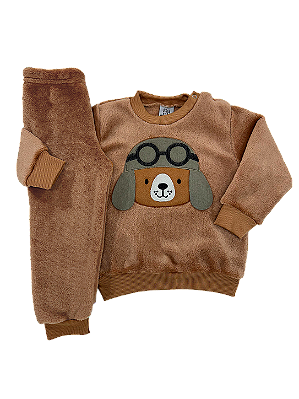 CONJUNTO FLEECE 2 PEÇAS FOFOTINHOS - URSINHO AVIADOR - MENINO