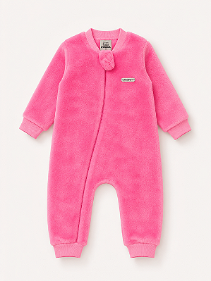 MACACÃO SEM PÉ FLEECE FOFOTINHOS - ROSA CHICLETE - MENINA