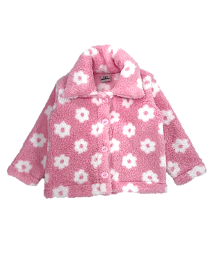 CASACO TEDDY FOFOTINHOS KIDS - FLORAL ROSA - MENINA
