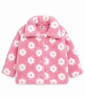 CASACO TEDDY FOFOTINHOS KIDS - FLORAL ROSA - MENINA