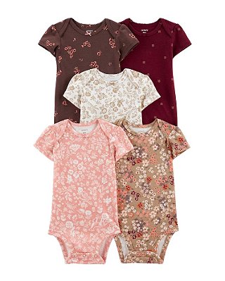KIT 5 BODIES MANGA CURTA CARTER'S - FLORAL - MENINA