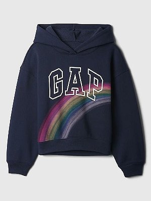 MOLETOM FLANELADO GAP KIDS - LOGO AZUL MARINHO - MENINA
