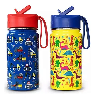 KIT 2 GARRAFAS INOX IRON °FLASK - CONSTRUÇÃO E DINOS - 414mL