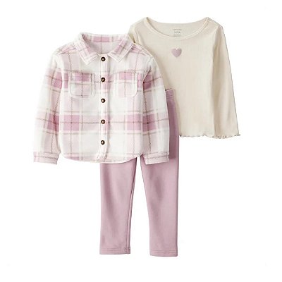 CONJUNTO 3 PEÇAS FLEECE CARTER'S KIDS - XADREZ ROSA - MENINA