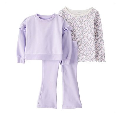 CONJUNTO 3 PEÇAS FLEECE CARTER'S KIDS - FLORAL LILÁS - MENINA