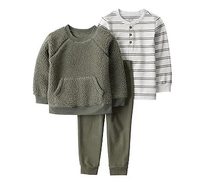 CONJUNTO 3 PEÇAS CARTER'S KIDS - LISTRADO VERDE - MENINO