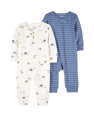 KIT 2 MACACÕES SEM PÉ CARTER'S - CASINHA AZUL - MENINO