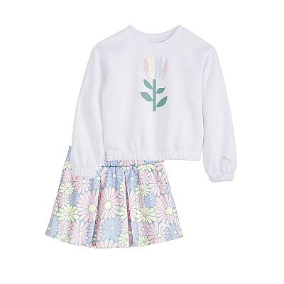 CONJUNTO 2 PEÇAS PUMA - FLORAL BRANCO - MENINA
