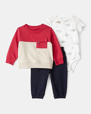 CONJUNTO 3 PEÇAS CARTER'S - AVIÃOZINHO - MENINO