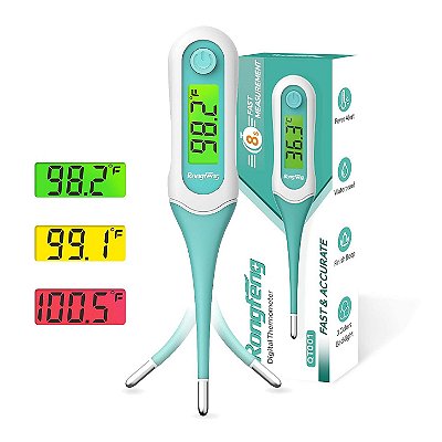 KIT 2 TERMÔMETROS DIGITAL RONGFENG - LEITURA RÁPIDA EM 8 SEGUNDOS E ALERTA DE FEBRE